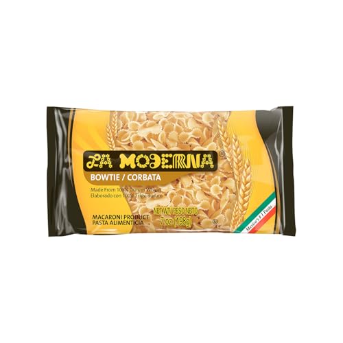 La Moderna Bow Tie Corbata Pasta, 7 oz, Pack of 1 | Bow tie corbata pasta for soups, salads, and family meals; semolina and durum flour; Non-GMO; kosher
