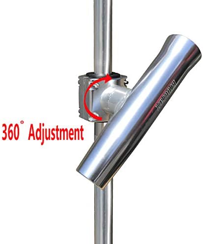 Brocraft Boat T-TOP Rod Holder/Clamp-On Rod Holder - Silver Aluminum - Horizontal Mount - Fits 1" to 2" O.D. Pipe
