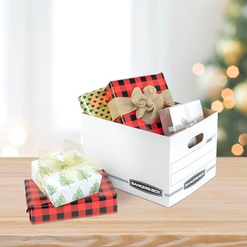 Bankers Box 12-Pack Basic-Duty File Storage Box with Lid, Letter/Legal | Tame everyday paperwork with affordable file boxes, lift-off lids