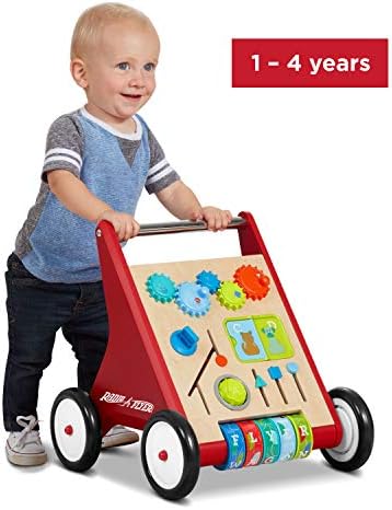 Radio Flyer Classic Walker Wagon, for Kids 1-4 Years Old, Red | Resistance Clickers to Control Speed, Baby Push Walker with Furniture Bumper, For Indoor Play