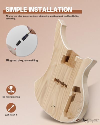 Leo Jaymz DIY Electric Bass Guitar Kit Mahogany Body Maple Neck (RB)