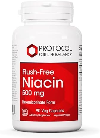 PROTOCOL FOR LIFE BALANCE Niacin 500mg - Inositol Hexanicotinate - No Flush Niacin - Vitamin B3 - Energy & Metabolism Support* - Vegan & Kosher - 90