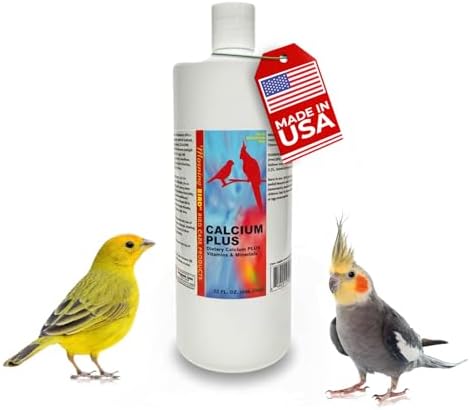 Calcium Plus Liquid for Birds – Calcium Supplement with Vitamins and Minerals for Strong Eggshells, Healthy Bones - Support Growth, Breeding, and Wellness for All Birds 4 Fl Oz | Calcium Supplement - Supports Healthy Growth, Bone Strength, Breeding, Brai…
