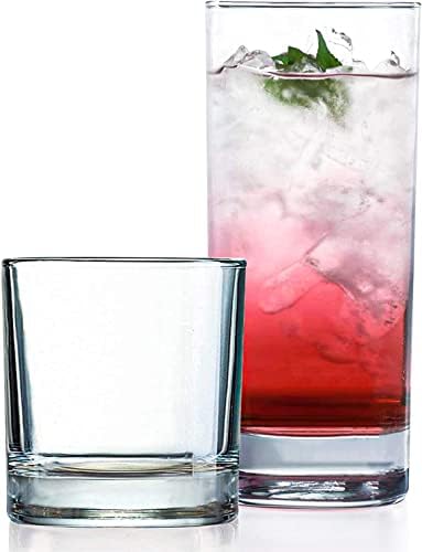 Everyday Drinking Glasses Set of 8 Drinkware Hurricane Glasses, Kitchen Glasses for Cocktail, Iced Coffee, Beer, Ice Tea, Wine, Whiskey, Water