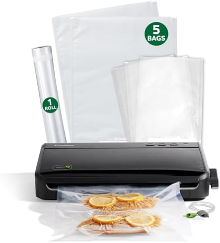 FoodSaver Vacuum Sealer Machine, Automatic Bag Detection, Sous Vide Friendly, with sealer bags, roll, handheld vacuum sealer, black