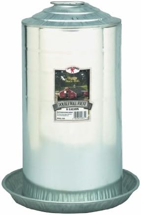 Little Giant® Double Wall Metal Poultry Fount | Poultry Waterer | Heavy Duty Galvanized Steel Waterer | Made in USA (Silver, 3 Gallon)