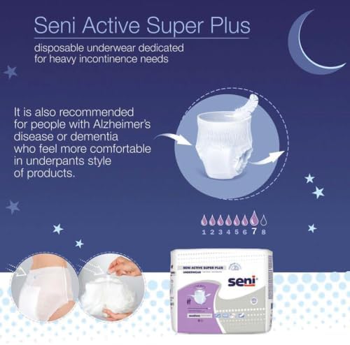Seni Active Super Plus Unisex Adult Incontinence Underwear, 22-33 in, 88 ct | Pull On Disposable Overnight Underwear for Men & Women