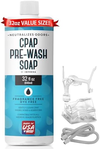 IMPRESA Concentrated CPAP Prewash Soap - 32 Fl Oz - Clear Formula, Unscented Soap - Odor Removal, Respiratory Equipment Cleaner - Gentle on Equipment