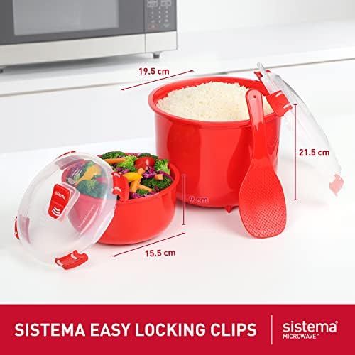 Sistema Heat & Eat Microwaveable Food Steamer with Removable Steamer Basket & Steam Release Vents, Large 3.2L Capacity, Dishwasher & Freezer-Safe, BPA-Free