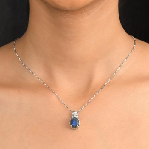 Labradorite 5.60 ctw Pendant Necklace in Stainless Steel 20 Inches