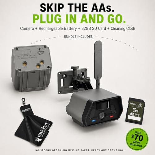 TACTACAM Defend Cellular Security Camera Bundle – Rechargeable Battery + 32GB SD Card Included – 4G LTE