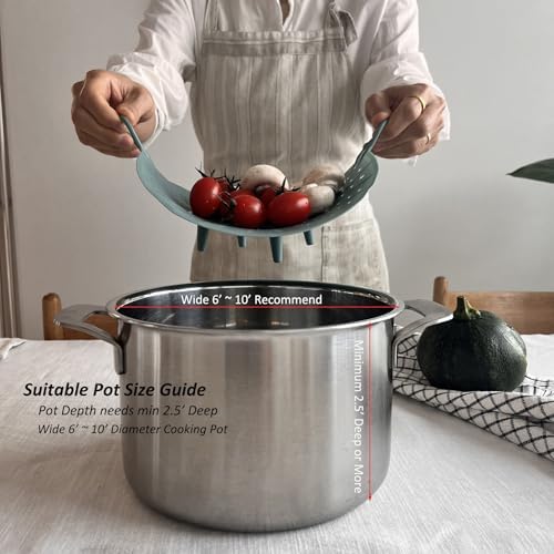 Korean Made Silicone Steamer Basket 10' Size, Silicone Steamer Insert for Pot Flexible Design (Gray) Stocking Stuffer