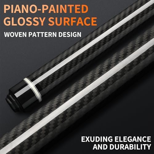 Kmise Carbon Fiber Pool Cue Stick 58", Billiard Cue Sticks 21-23oz, Low Deflection Pool Cue with 12.5mm Tip, Professional Billiard Carbon Fiber Pool Sticks for Adults