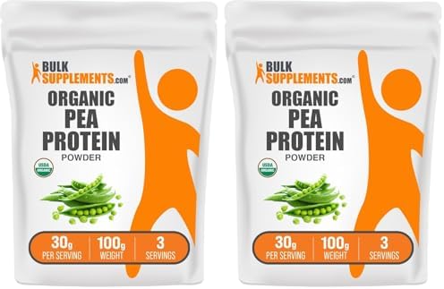 BulkSupplements.com Organic Pea Protein Powder - Plant Based & Vegan Protein Powder - Unflavored & Gluten Free, 30g per Serving, 1kg (2.2 lbs) (Pack of 1)