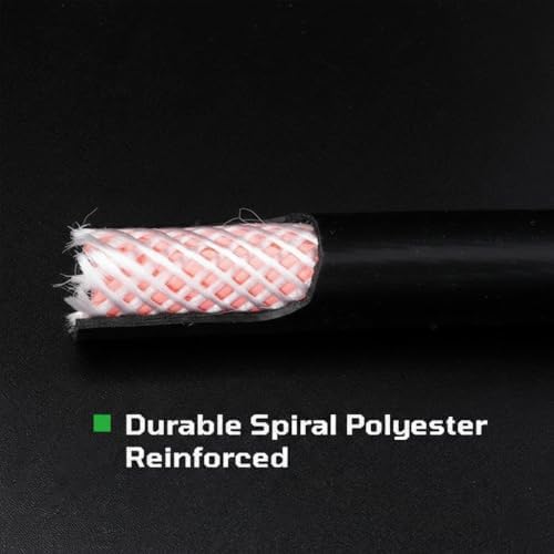 DYNAMIC POWER Premium Black Rubber Air Hose 3/8" x 50' 300 PSI Assembly with 1/4" Male Pipe Thread Fittings & Bend Restictors.
