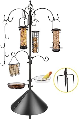 Deluxe Bird Feeding Station Kit with Multi Feeder Hanging Pole, Metal Suet Feeder, Bird Bath