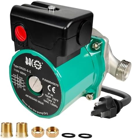 BACOENG Hot Water Recirculating Pump, Stainless Steel Head, Circulation Pump NPT 3/4", 3-Speed Control, Circulating Pump for Water Heater System