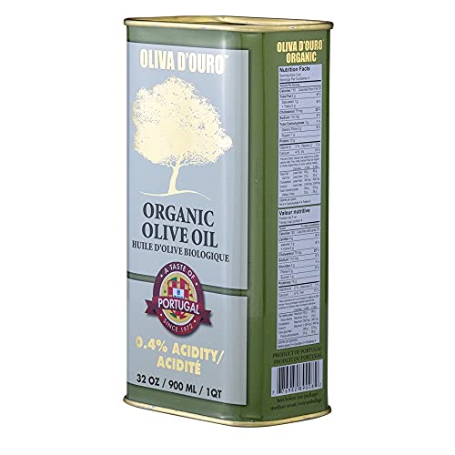 A Taste of Portugal Organic Olive Oil | Extra Virgin Olive Oil | Light and Fruity Portuguese Olive Oil | 32 OZ Tin