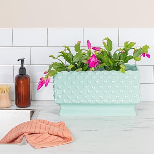 Creative Co-Op White Hobnail Rectangle Ceramic Planter