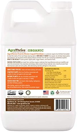 AgroThrive Fruit and Flower Organic Liquid Fertilizer - 3-3-5 NPK (ATFF1128) (1 Gal) for Fruits, Flowers, Vegetables, Greenhouses and Herbs
