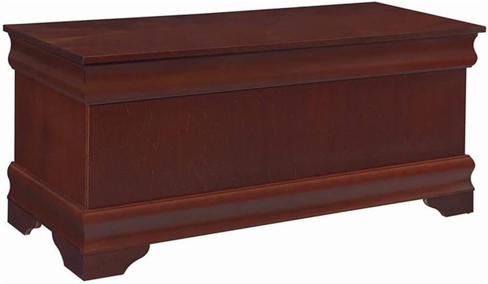 BOWERY HILL Traditional Wood Cedar Blanket Chest, Warm Brown Finish, 47" W x 17" D x 20" H, Cedar-Lined Interior, Solid Pattern