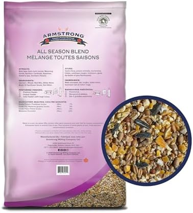 Armstrong Wild Bird Food All Season Bird Seed Blend, 40 Pounds - with Cut Corn, Wheat, White & Red Millet, Black Oil Sunflower Seeds for Blue Jays