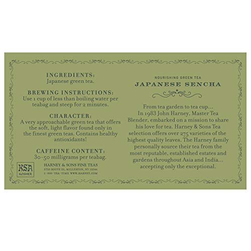 Harney & Sons Japanese Sencha Green Tea, 50 Tea Bags | Japanese Sencha green tea with a light, delicate flavor. Contains caffeine.