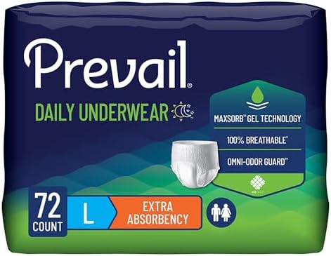 Prevail Daily Protective Underwear - Unisex Adult Incontinence Underwear - Disposable Adult Diaper for Men & Women - Maximum Absorbency - Small - 88 Count (4 packs of 22) | Disposable, Incontinence, Extra Absorbency