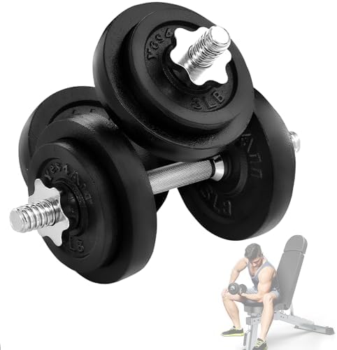 Yes4All Adjustable Dumbbell Set with Weight Plates/Connector - Exercise & Workout Equipment - Size Options 40lbs to 200lbs