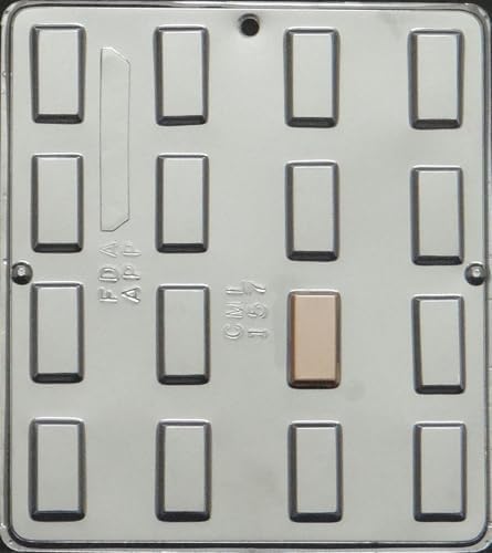 Andes Mint Piece Chocolate Candy Mold Candy Making 157, Small Rectangular Mint Candy Mold with 16 Cavities, 1 1/4" x 1/2" x 1/4"
