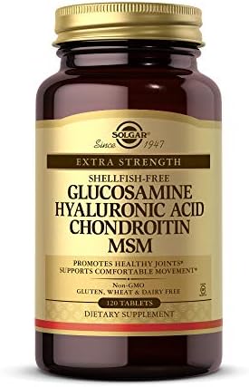 Solgar Glucosamine Hyaluronic Acid Chondroitin MSM, 60 Tablets | (Shellfish-Free), Joint Support & Comfort - Supports Active Lifestyles - Non-GMO, Gluten Free, Dairy Free - 20 Servings