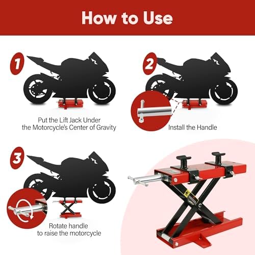 ZENY Motorcycle Lift, Motorcycle Center Scissor Lift Jack with Saddle & Safety Pin, 1100 LBS Capacity Steel Jack Hoist Stand for Motorcycles, ATVs