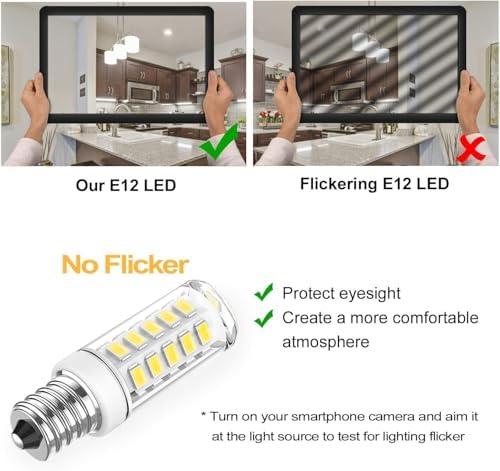 KLG E12 LED Bulb, Mini Candelabra Base, 4W (40W Equivalent), 5000K Daylight White Non-Dimmable, T3/T4 Small Bulb for Ceiling Fans and Chandeliers