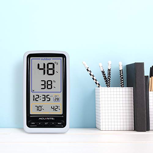 AcuRite Digital Thermometer with Indoor, Outdoor Temperature and Daily High and Lows (00424CA), White