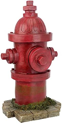 Design Toscano Dog's Second Best Friend Fire Hydrant Pee Post Indoor/Outdoor Statue, Medium 14 Inch Tall, Cast Stone Resin, Red Painted Finish