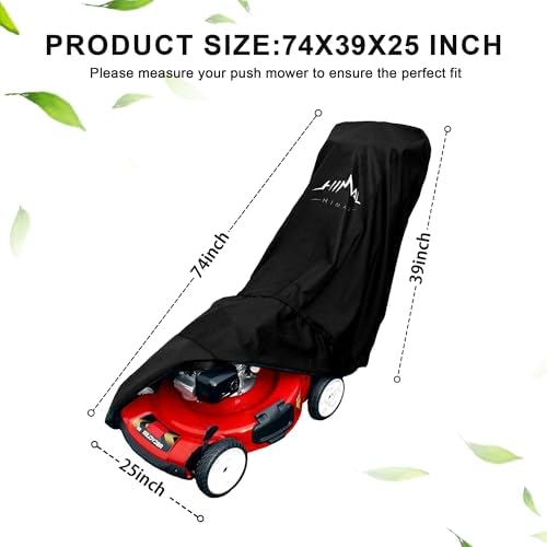 Himal Outdoors Push Lawn Mower Cover Waterproof Lawnmower Cover, Black | Heavy Duty 600D Oxford, Waterproof, UV Protection