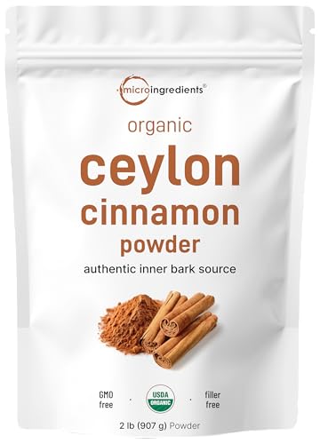 Micro Ingredients Organic Ceylon Cinnamon Powder, 2 lb Sri Lanka Source | True Cinnamon for Spice & Seasoning | Great for Baking, Cooking, & Drinks | Additive Free, Non-GMO