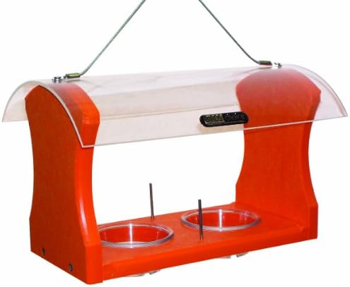Birds Choice Oriole Bird Feeder | Hanging Bird Feeder for Jelly & Orange Halves | Includes Cup & Fruit Pegs | Recycled Plastic | Sturdy for Garden, Backyard, & Outdoor | 2 Cup Capacity, Orange | Includes Jelly Cup and Fruit Pegs, Recycled Plastic in Oran…