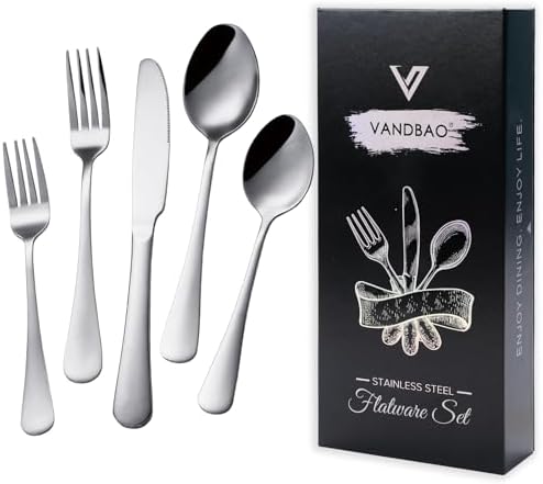VANDBAO Rainbow Flatware Cutlery Silverware Set 20 Pieces, Stainless Steel Colorful Utensils, Tableware Set Service for 4, Include Knife/Fork/Spoon
