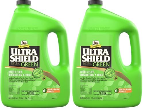 Absorbine UltraShield Green Natural Insect Repellent, 128 fl oz Gallon | Use on Horses & Dogs, Botanical Essential Oils, Daily Use, Repels 70+ Species Including Flies, Mosquitoes, Gnats & Ticks