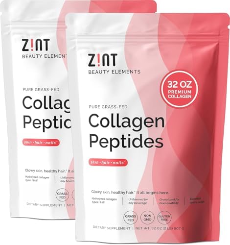 Zint Collagen Peptides Powder (32 oz) | Grass-Fed, Hydrolyzed Type I & III | Supports Skin, Hair, Joints & Gut Health | Rich in Key Amino Acids | Non-GMO, Unflavored