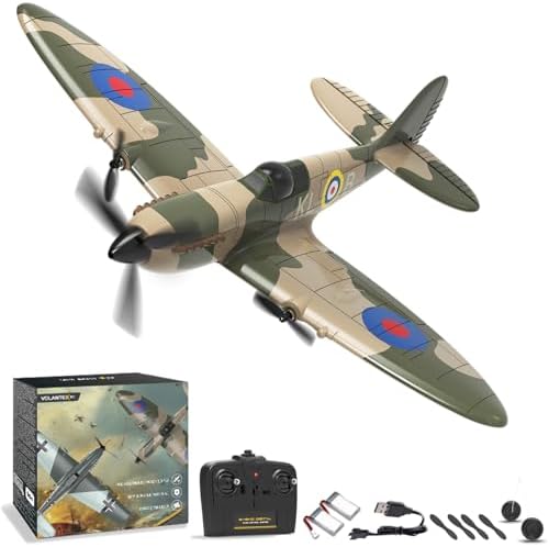 volantexrc RC Plane, 3 Channel Remote Control Plane for Beginners & Adults | Spitfire Fighter RTF, 6-Axis Gyro, 2.4GHz Radio Controlled Aircraft, Easy to Fly