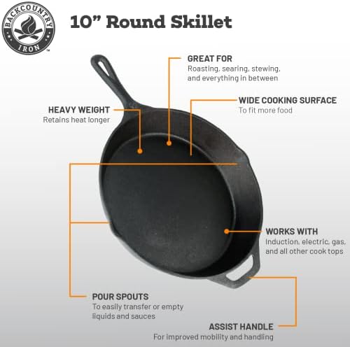 12 Inch Round Large Pre-Seasoned Cast Iron Skillet