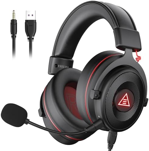 EKSA E900 Pro USB Gaming Headset for PC - Computer Headset with Detachable Noise Cancelling Mic, 7.1 Surround Sound, 50MM Driver - Headphones with Microphone for PS4/PS5, Xbox One, Laptop, Office | Computer Headset with Detachable Noise Cancelling Mic, H…