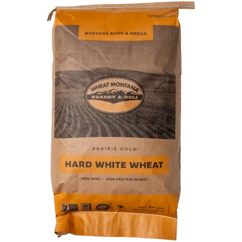 Wheat Montana: Prairie Gold: Wheat Berries - 50 lb Bulk Bag - 100% Whole Hard White Spring Wheat, Non-GMO, No Glyphosate, Milling, Bread & Baking