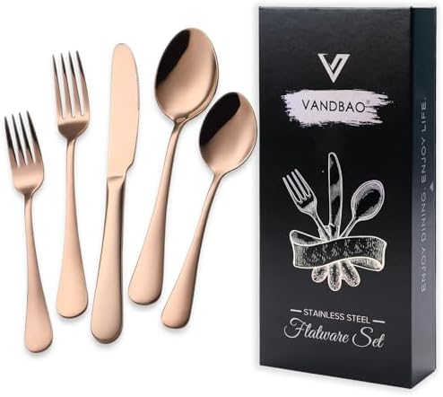 VANDBAO Rainbow Flatware Cutlery Silverware Set 20 Pieces, Stainless Steel Colorful Utensils, Tableware Set Service for 4, Include Knife/Fork/Spoon