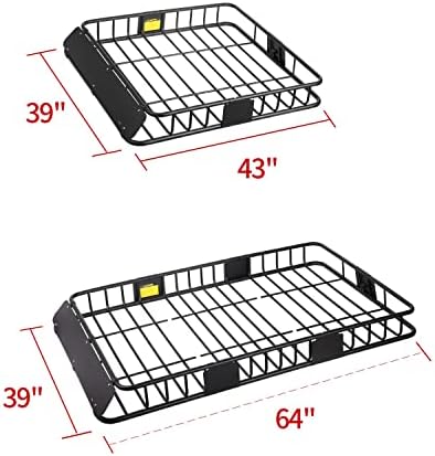 Leader Accessories Roof Rack Cargo Basket 64"x39"x4" for SUV Truck Van Car | 150 lbs Capacity, Alloy Steel with Rust-Resistant , Easy Assembly, Extra Storage for Luggage, Camping & Outdoor Road Travel