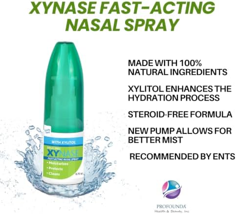 3 Pack Xynase Natural Saline Nasal Spray with Xylitol - Relieves Nasal Congestion, Dry Nose, Allergy Symptoms, Sinus Pressure (0.75 fl oz Each)