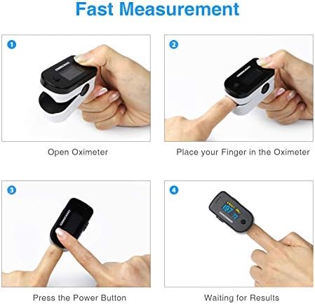 CHOICEMMED Black Dual Color OLED Finger Pulse Oximeter - Blood Oxygen Saturation Monitor with Color OLED Screen Display and Included Batteries - O2