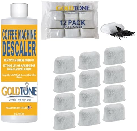 GOLDTONE 12 Pack Charcoal Water Filters For CUISINART Coffee Maker and Machines Cartridges Replace DCC-RWF